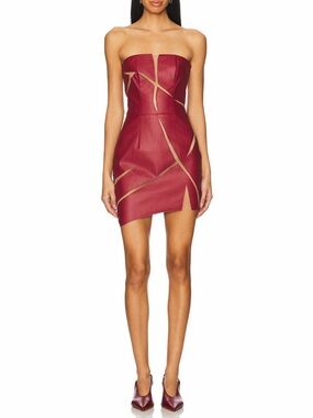 Strapless Wine-Red Cutout Mini Dress